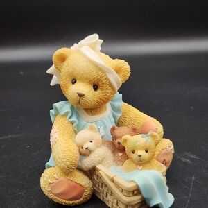 Cherished Teddies Bear Family in Blue and Cream